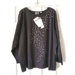 VINTAGE BOB MACKIE WEARABLE ART WOMENS SHIRT RHINESTONES SIZE 3X NWT